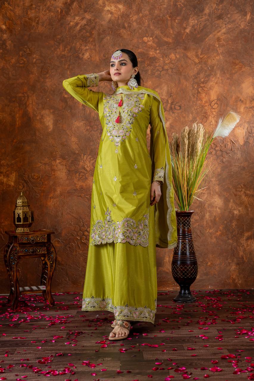 A Collection of three Exquisite Pakistani Salafat Suits in Captivating Colors