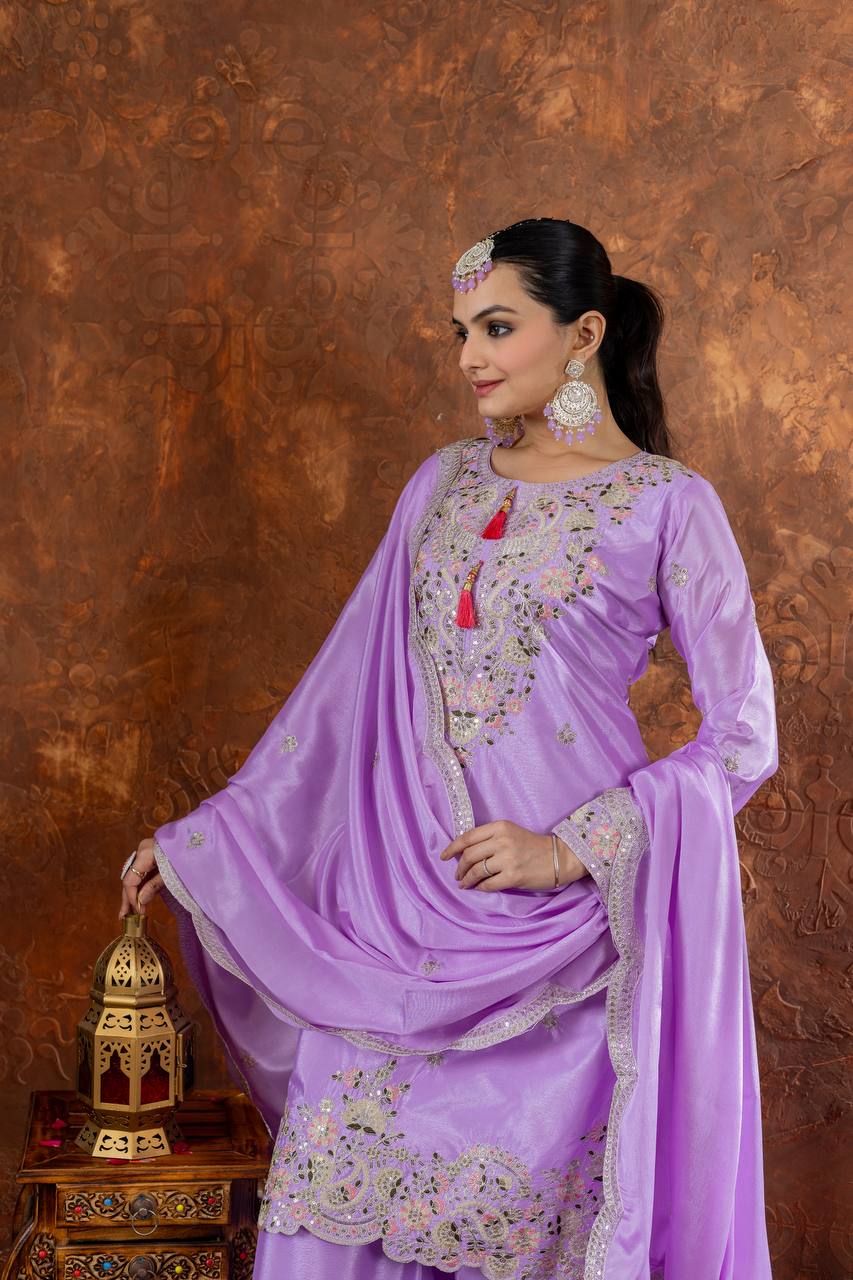 A Collection of three Exquisite Pakistani Salafat Suits in Captivating Colors
