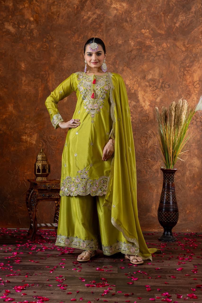 A Collection of three Exquisite Pakistani Salafat Suits in Captivating Colors