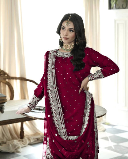 Dual Elegance A Woman in Blue and Red