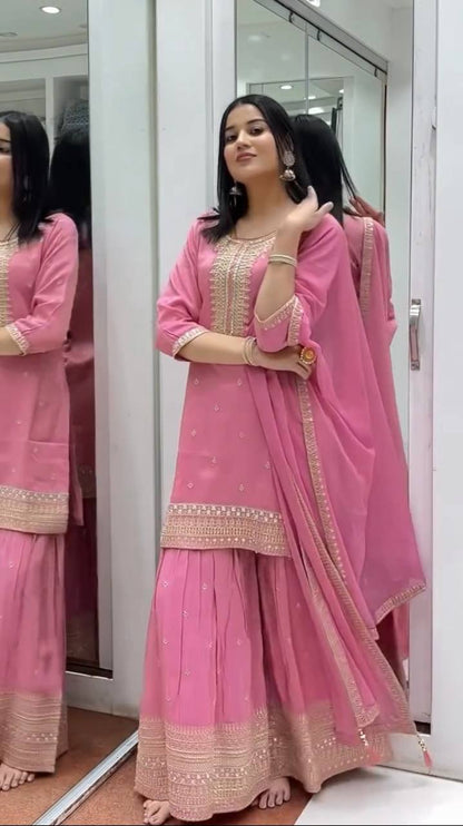 Blush Blossom Embroidered Ensemble