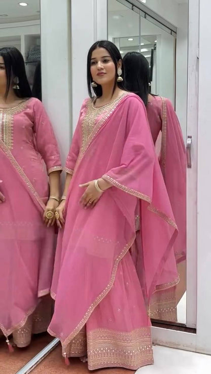 Blush Blossom Embroidered Ensemble