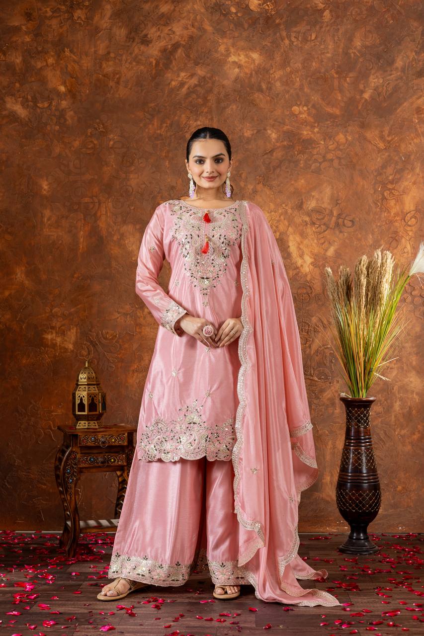 A Collection of three Exquisite Pakistani Salafat Suits in Captivating Colors