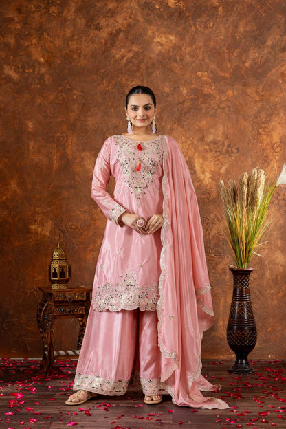A Collection of three Exquisite Pakistani Salafat Suits in Captivating Colors