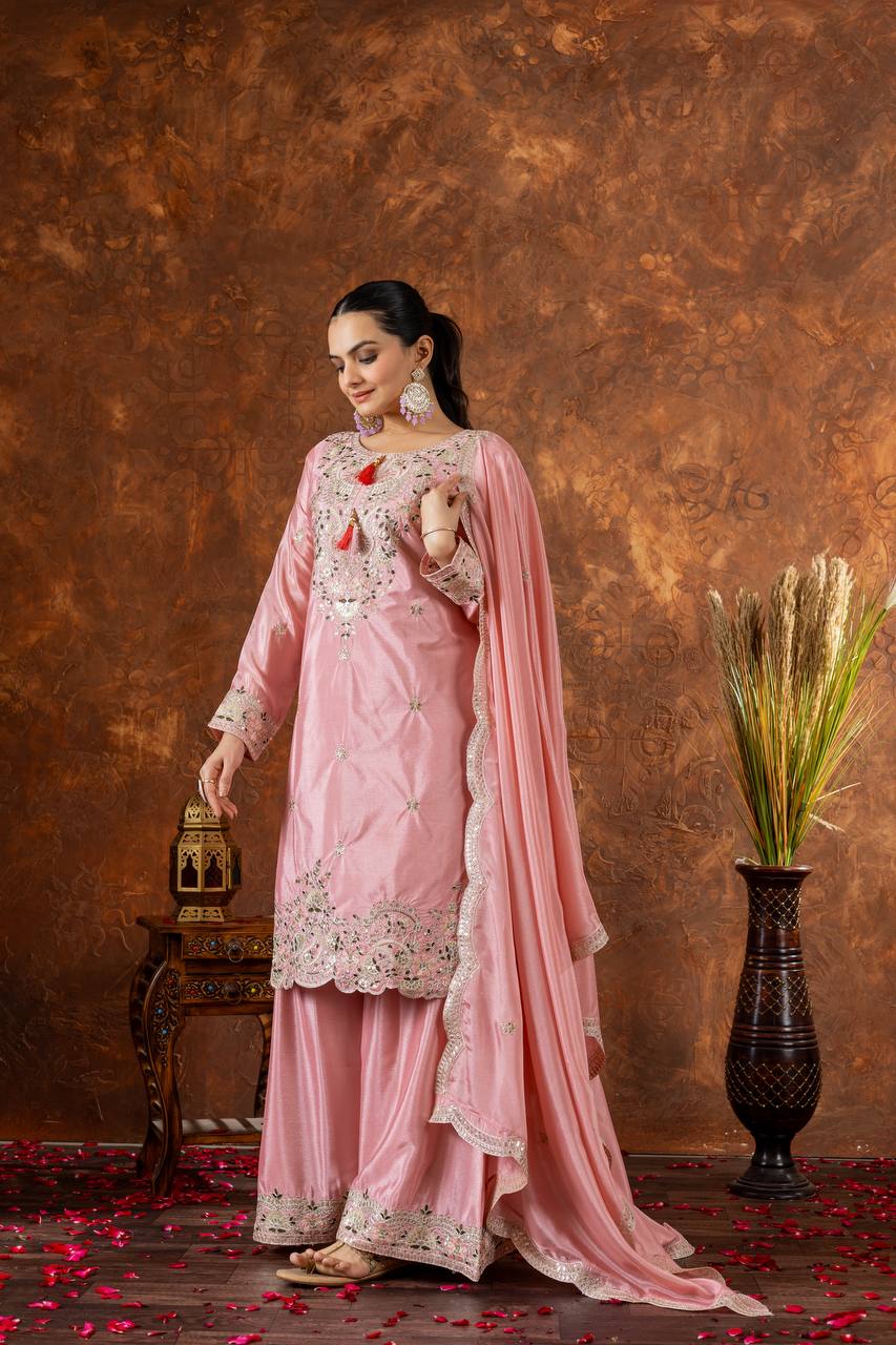 A Collection of three Exquisite Pakistani Salafat Suits in Captivating Colors