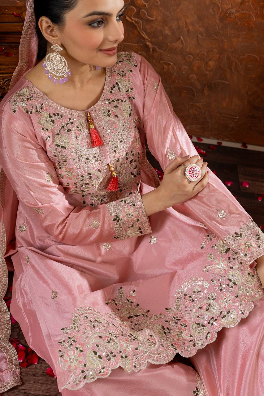 A Collection of three Exquisite Pakistani Salafat Suits in Captivating Colors