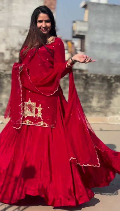 A  Red and Pink Top Lehenga Fashion Statements