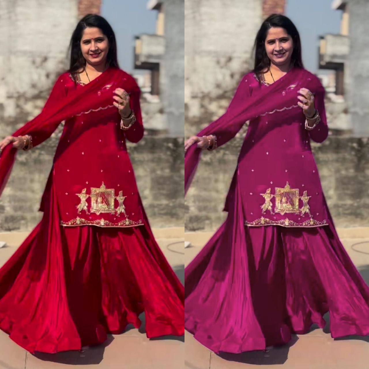 A  Red and Pink Top Lehenga Fashion Statements