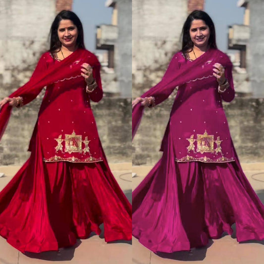 A  Red and Pink Top Lehenga Fashion Statements