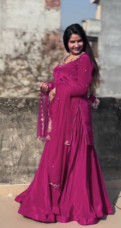 A  Red and Pink Top Lehenga Fashion Statements