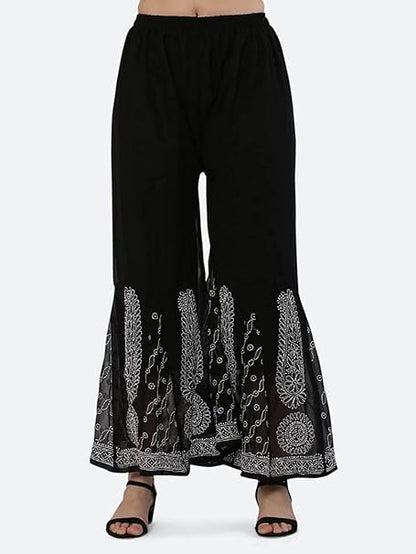 Premium Chiffon Georgette Chikankari Handwork Kurti with Sharara & Matching Cotton Inner Set