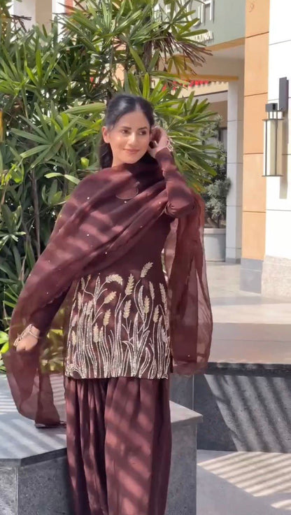 A Captivating Moment of Grace in a Brown Dress