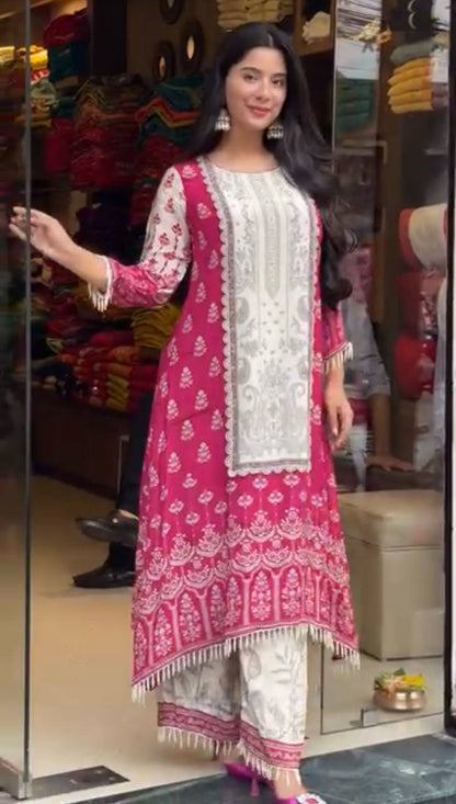 Blush Elegance Embroidered Suit