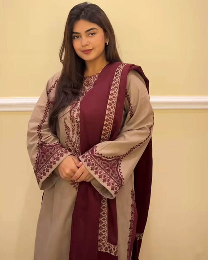 A Fashion Statement in Beige and Red