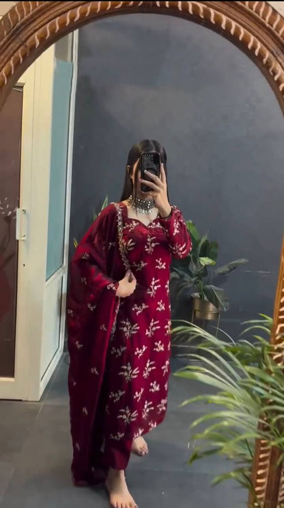 Designer Party Wear Look Top-Dupatta and Fully Stiched Bottom