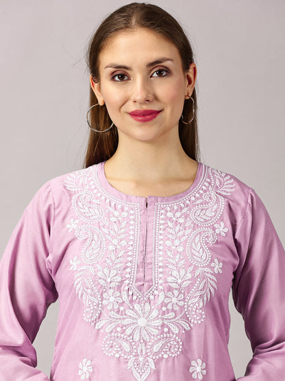 Chikankari Soft Cotton Kurti with Stretchable Lycra Pant Set – Comfortable & Stylish for All Occasions