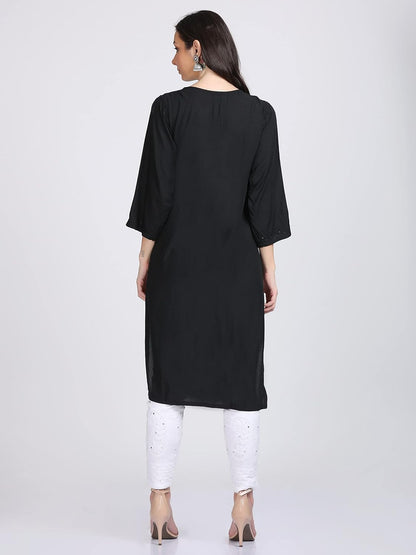 Super Comfy Rayon Chikankari Kurti with Muquesh Embellishments