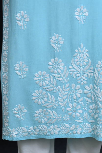 Women's Exclusive Straight Soft Rayon Lucknowi Chikankari Kurti.