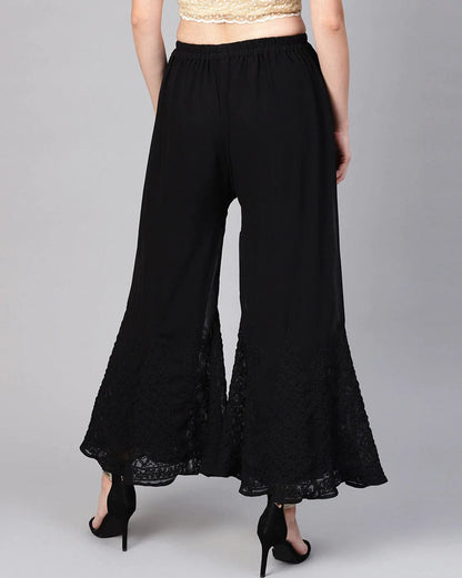 Women's Flared Georgette Sharara With Lining Attached Inside to Avoid Transparency